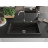 Mexen Elix chiuvetă de granit, cu o cuvă, 800 x 500 mm, negru/auriu metalic, sifon cromat - 6527801005-75