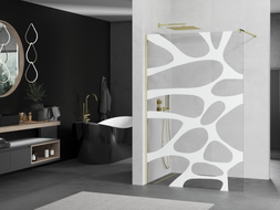 Mexen Kioto Perete de duș Walk-in 70 x 200 cm, transparent/furtună albă 8 mm, auriu - 800-070-101-50-97
