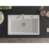 Mexen Elix 1-kamrás gránit mosogató 800 x 500 mm, fehér, arany szifonnal - 6527801005-20-G