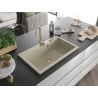 Mexen Elix egymedencés gránit mosogató 800 x 500 mm, bézs, arany szifon - 6527801005-69-G