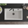 Mexen Elix egymedencés gránit mosogató 800 x 500 mm, fehér, fekete szifon - 6527801005-20-B