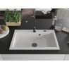 Mexen Elix egymedencés gránit mosogató 800 x 500 mm, fehér, fekete szifon - 6527801005-20-B