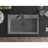 Mexen Elix gránit mosogató 1-medencés 800 x 500 mm, szürke, fekete szifon - 6527801005-71-B