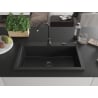 Mexen Elix egymedencés gránit mosogató 800 x 500 mm, fekete/ezüst metál, fekete szifon - 6527801005-73-B
