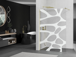 Mexen Kioto 90 x 200 cm-es Walk-in zuhanyfal, fehér hullám 8 mm, arany - 800-090-101-50-97