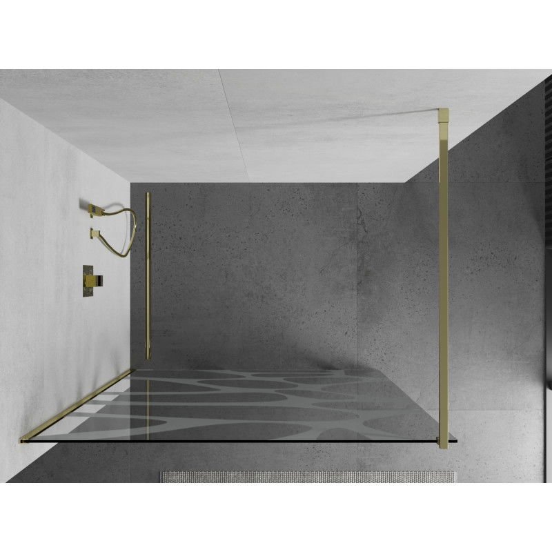 Mexen Kioto zuhanyfal Walk-in 90 x 200 cm, fehér hullám 8 mm, arany - 800-090-101-50-97