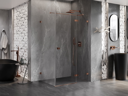 Mexen Lunar T cabină de duș articulată dreapta 140 x 100 cm, transparent, aur roz - 834T-140-100-60-00-P