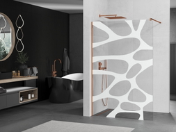 Mexen Kioto Walk-in zuhanyfal 70 x 200 cm, fehér hullám 8 mm, rózsaarany - 800-070-101-60-97