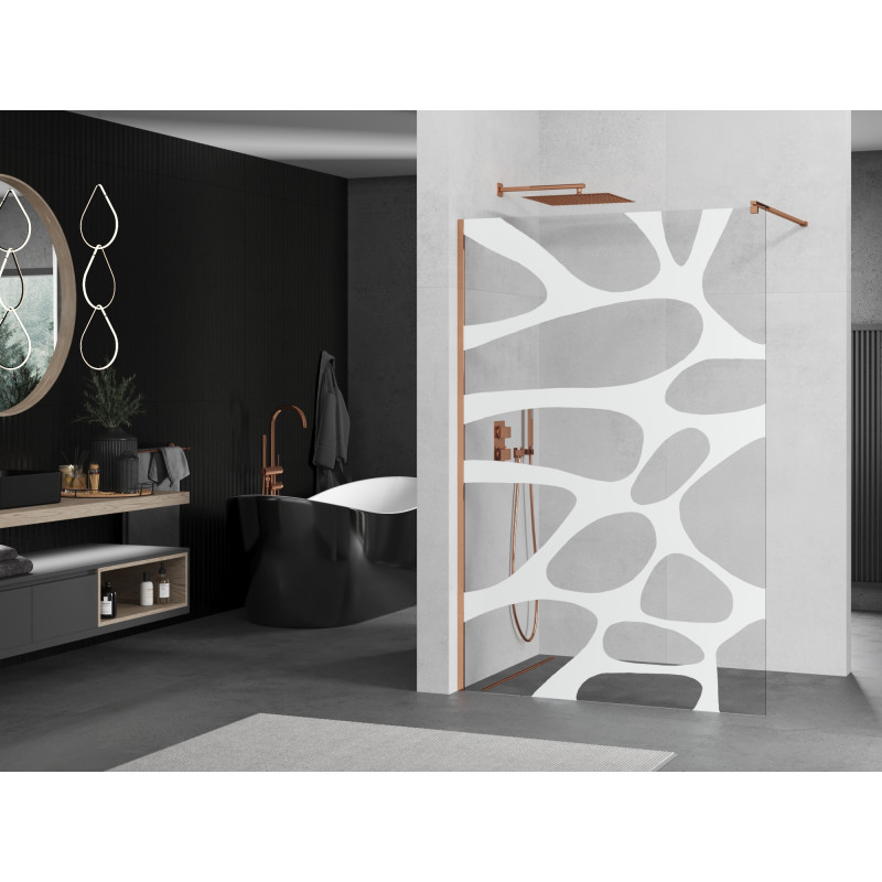 Mexen Kioto paravan de duș Walk-in 120 x 200 cm, val alb 8 mm, aur roz - 800-120-101-60-97
