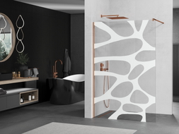 Mexen Kioto perete de duș Walk-in 130 x 200 cm, val alb 8 mm, aur roz - 800-130-101-60-97