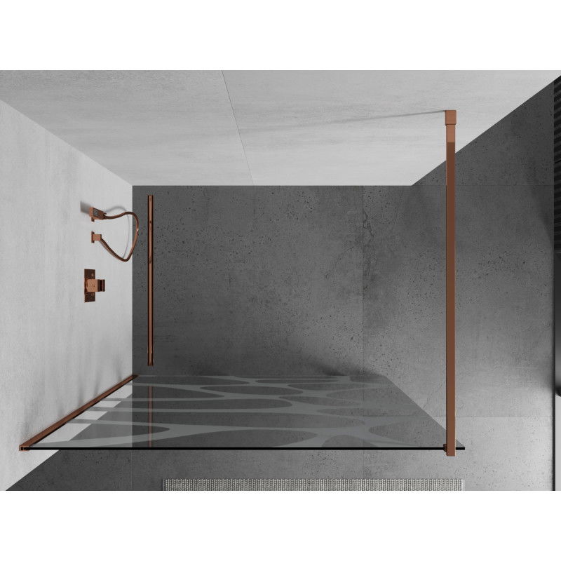 Mexen Kioto perete de duș Walk-in 130 x 200 cm, undă albă 8 mm, aur roz - 800-130-101-60-97