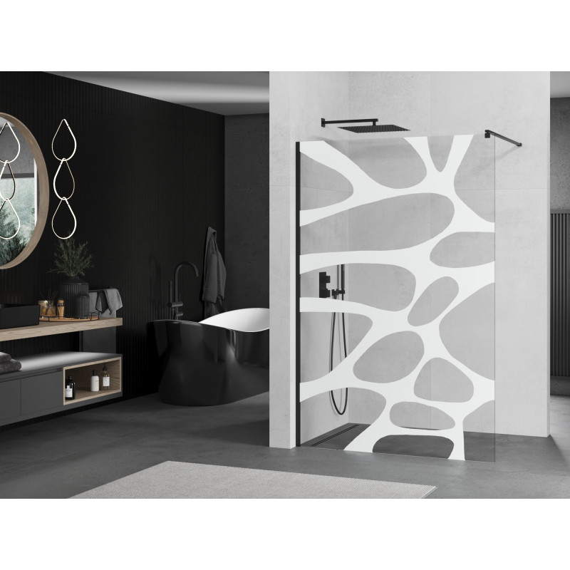Mexen Kioto perete de duș Walk-in 110 x 200 cm, val alb 8 mm, negru - 800-110-101-70-97