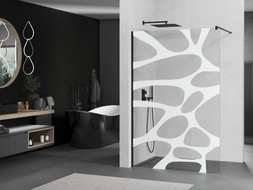 Mexen Kioto perete de duș Walk-in 110 x 200 cm, val alb 8 mm, negru - 800-110-101-70-97