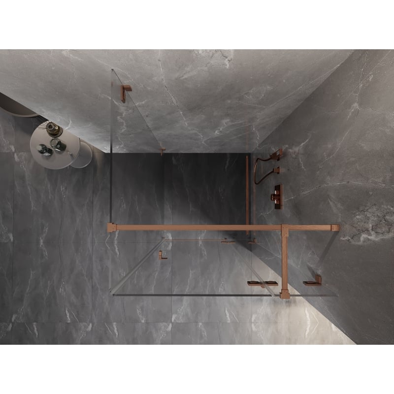 Mexen Lunar T cabină de duș cu ușă batantă dreapta 120 x 120 cm, transparentă, cupru periat - 834T-120-120-65-00-P