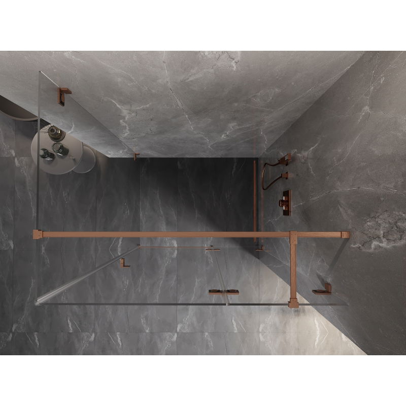 Mexen Lunar T cabină de duș pivotantă dreapta 135 x 120 cm, transparentă, cupru periat - 834T-135-120-65-00-P