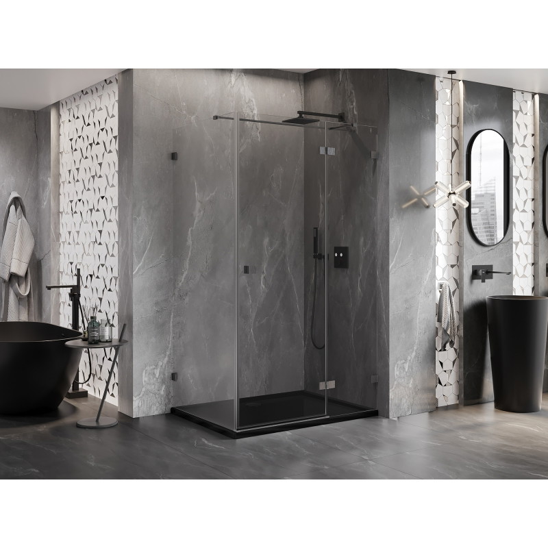 Mexen Lunar T cabina de duș batantă dreapta 110 x 80 cm, transparentă, gri armat periat - 834T-110-080-66-00-P