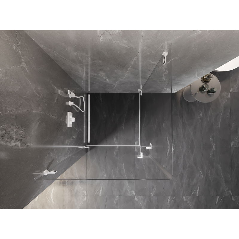 Mexen Lunar-B Duo cabină de duș batantă 75 x 75 cm, transparent, albă - 832-075L-075P-20-00