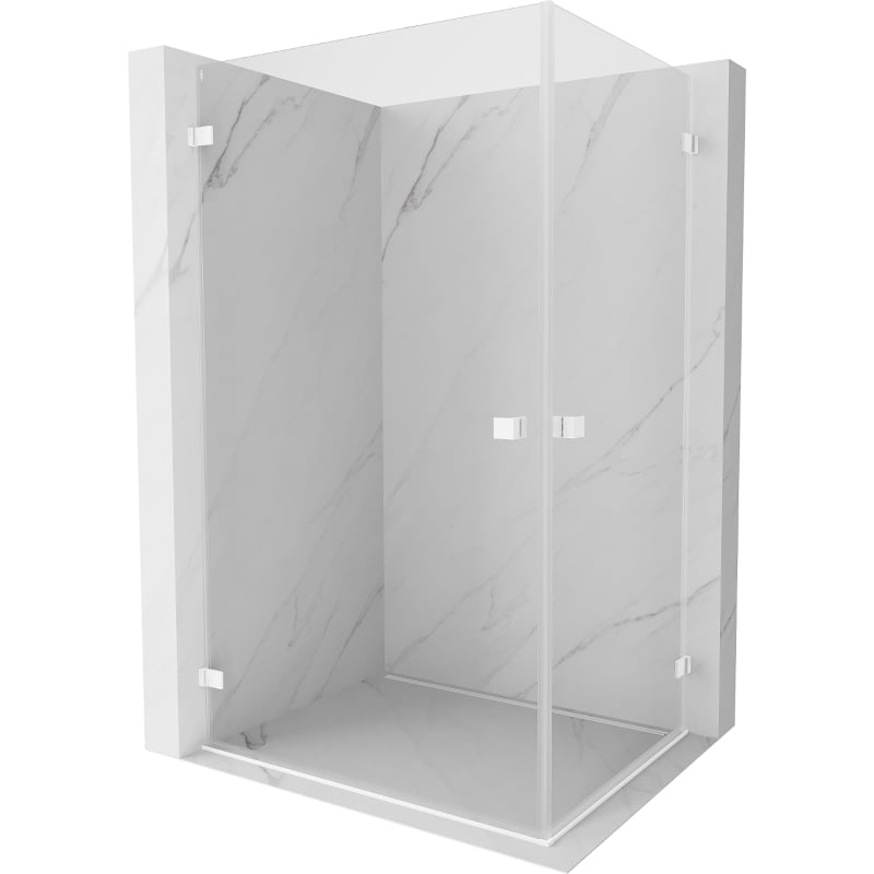 Cabină de duș cu deschidere Mexen Lunar-B Duo 85 x 75 cm, transparent, alb - 832-085L-075P-20-00