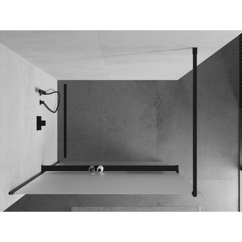 Mexen Kioto+ zuhanyfal polccal Walk-in 120 x 200 cm, jégvirágos, fekete - 800-120-121-70-30