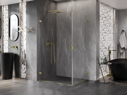 Mexen Lunar-B Duo cabină de duș pivotantă 100 x 80 cm, transparentă, aurie - 832-100L-080P-50-00