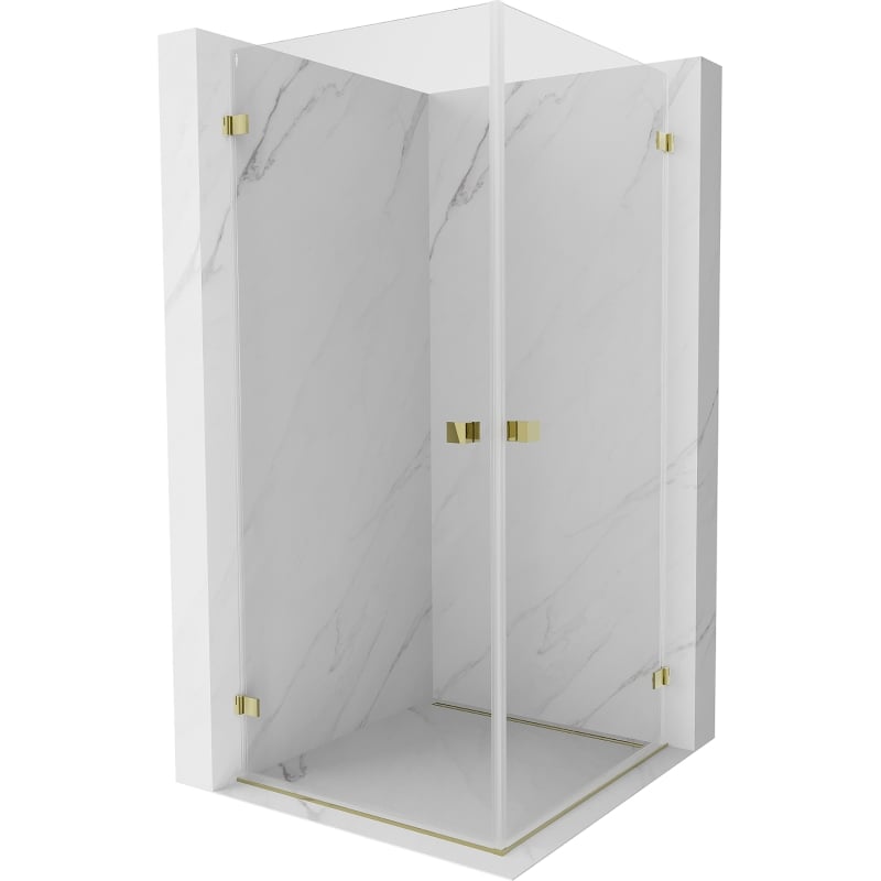 Mexen Lunar-B Duo cabină de duș cu uși batante 85 x 85 cm, transparentă, aurie - 832-085L-085P-50-00