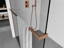 Mexen törölközőtartó a zuhanyfalhoz, csiszolt réz - 800-06-65