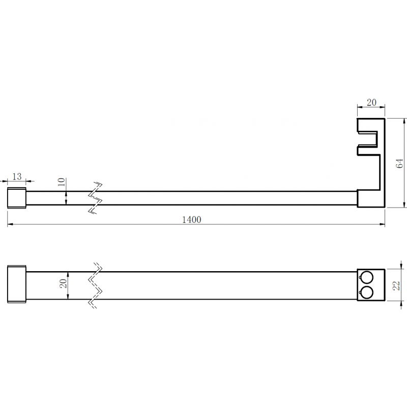 Mexen törölköző tartó korlát zuhanyfalra, króm - 800-06-01