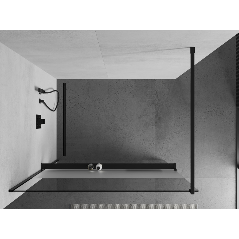 Mexen Kioto+ zuhanyfal polccal Walk-in 120 x 200 cm, átlátszó/jégvirág, fekete - 800-120-121-70-35