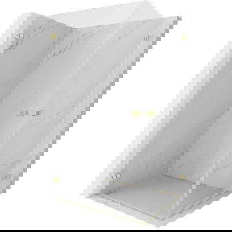 Mexen Lunar-B Duo cabină de duș pivotantă 100 x 75 cm, transparentă, aurie periată - 832-100L-075P-55-00