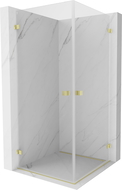 Mexen Lunar-B Duo cabină de duș cu deschidere către exterior 80 x 80 cm, transparentă, auriu periat - 832-080L-080P-55-00