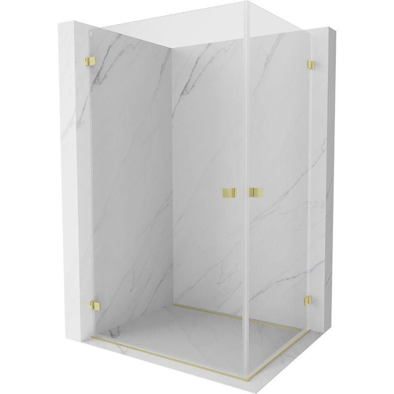 Cabina de duș rabată Mexen Lunar-B Duo 90 x 80 cm, transparent, auriu periat - 832-090L-080P-55-00