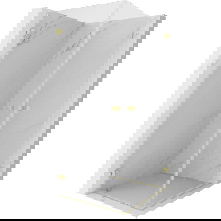 Mexen Lunar-B Duo cabină de duș rabatabilă 85 x 85 cm, transparentă, aurie șlefuită - 832-085L-085P-55-00