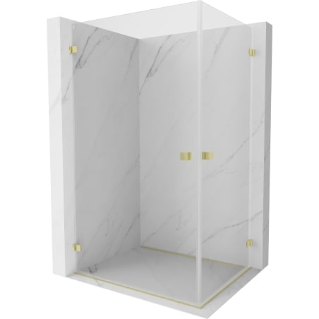 Mexen Lunar-B Duo cabină de duș cu ușă batantă 95 x 90 cm, transparent, aurit periat - 832-095L-090P-55-00