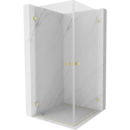 Mexen Lunar-B Duo cabină de duș cu uși batante 95 x 95 cm, transparent, auriu periat - 832-095L-095P-55-00