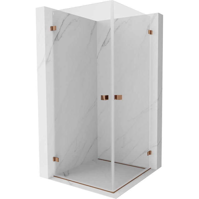 Mexen Lunar-B Duo cabină de duș basculantă 70 x 70 cm, transparent, aur roz - 832-070L-070P-60-00