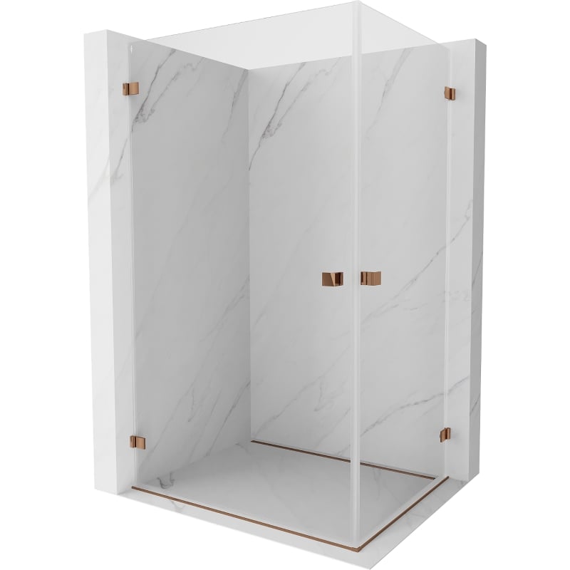 Mexen Lunar-B Duo cabină de duș rabatabilă 90 x 80 cm, transparent, aur roz - 832-090L-080P-60-00