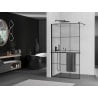 Mexen Kioto+ zuhanyfal polccal Walk-in 120 x 200 cm, fekete rács, fekete - 800-120-121-70-77