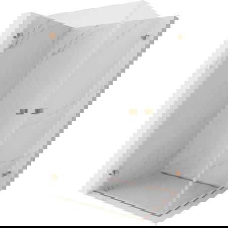 Cabină de duș cu uși batante Mexen Lunar-B Duo 80 x 70 cm, transparent, cupru periat - 832-080L-070P-65-00