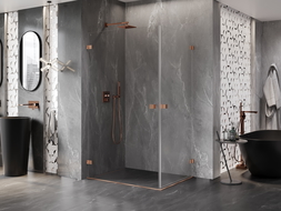 Mexen Lunar-B Duo cabină de duș cu ușă batantă 80 x 75 cm, transparent, cupru periat - 832-080L-075P-65-00