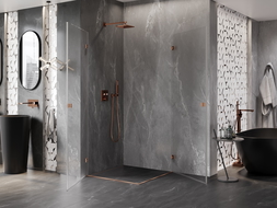 Mexen Lunar-B Duo cabină de duș pivotantă 80 x 80 cm, transparentă, cupru periat - 832-080L-080P-65-00