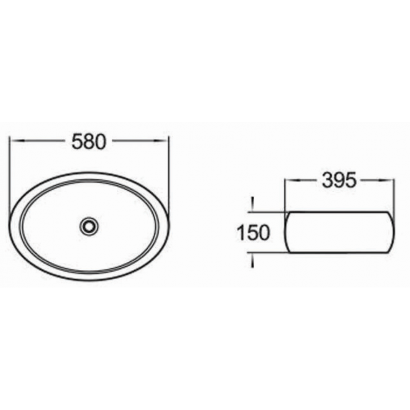 Mexen Abril pultra ültethető mosdó 58 x 39 cm, fekete - 22015866