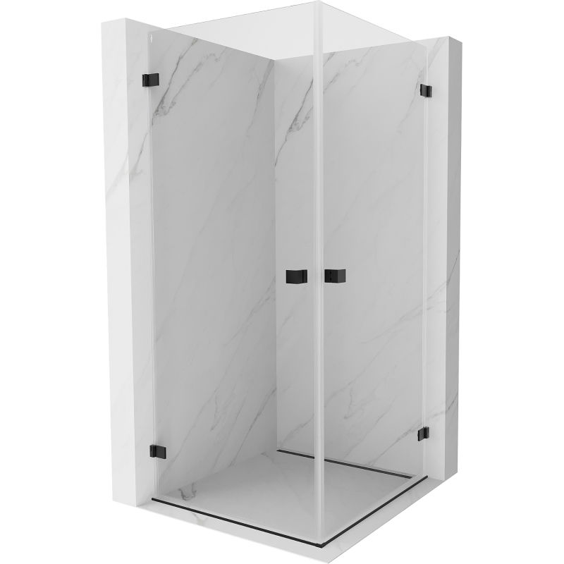 Mexen Lunar-B Duo cabină de duș batantă 75 x 75 cm, transparentă, neagră - 832-075L-075P-70-00