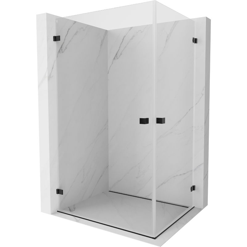 Mexen Lunar-B Duo cabină de duș cu uși batante 100 x 80 cm, transparent, negru - 832-100L-080P-70-00