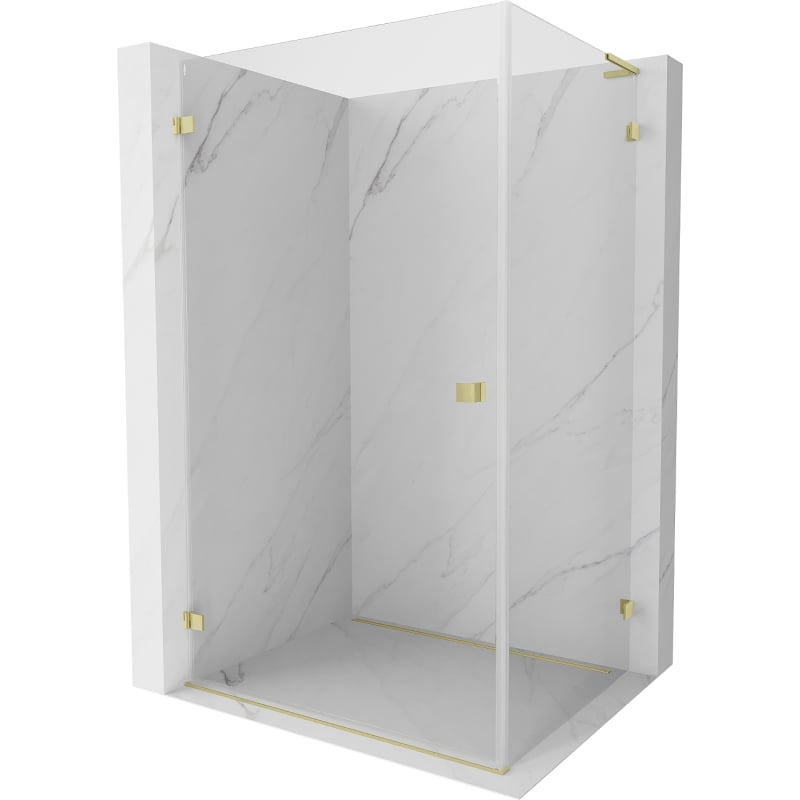 Mexen Lunar-B L cabină de duș swinging stânga 90 x 70 cm, transparent, auriu periat - 832L-090-070-55-00-L