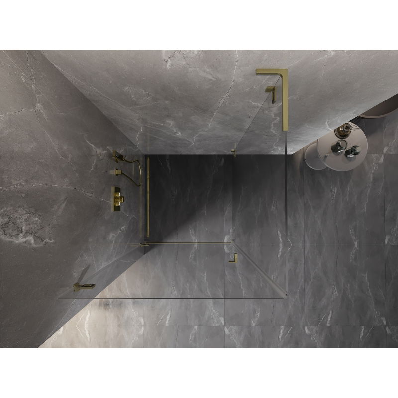 Mexen Lunar-B L cabină de duș cu ușă stânga 80 x 80 cm, transparent, auriu periat - 832L-080-080-55-00-L