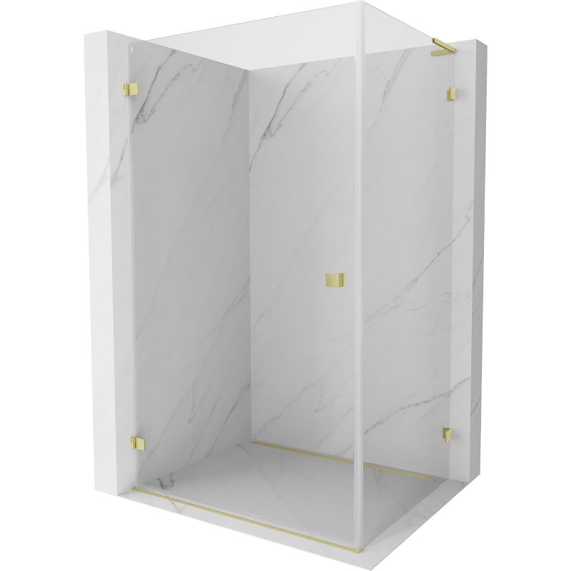 Mexen Lunar-B L cabină de duș batantă stânga 100 x 80 cm, transparent, auriu periat - 832L-100-080-55-00-L