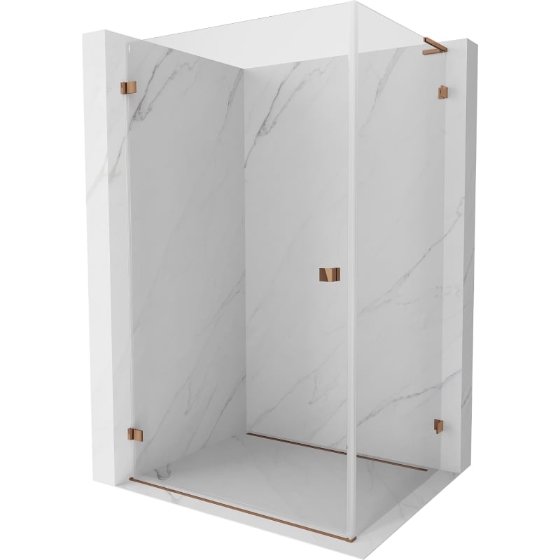 Mexen Lunar-B L cabină de duș articulată stângă 80 x 70 cm, transparent, aur roz - 832L-080-070-60-00-L