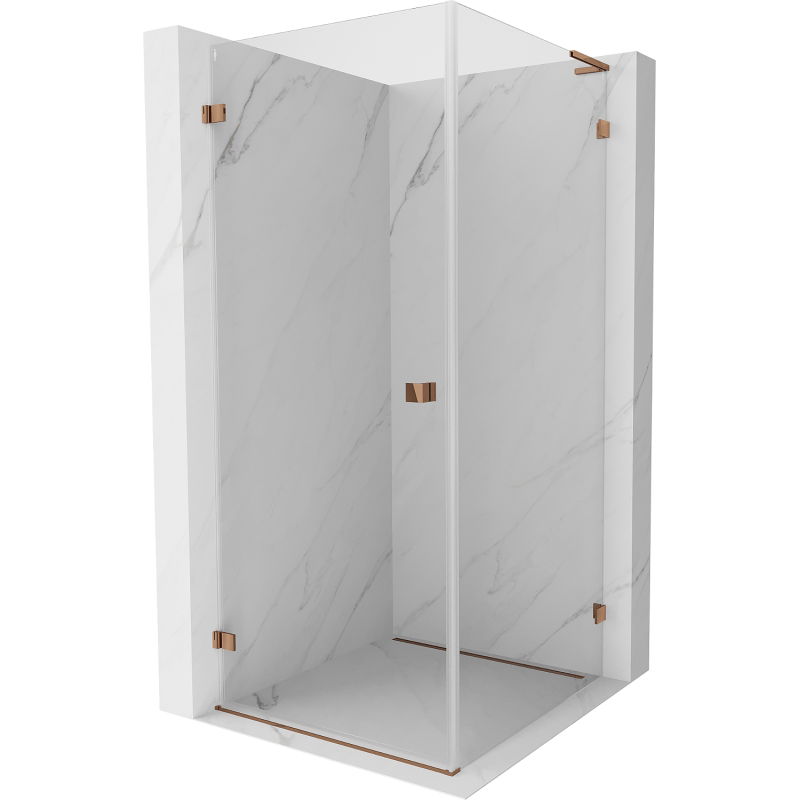 Mexen Lunar-B L cabină de duș cu uși pivotante stânga 80 x 80 cm, transparent, aur roz - 832L-080-080-60-00-L