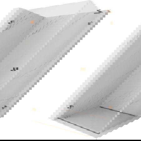 Mexen Lunar-B L cabină de duș cu ușă batantă stânga 90 x 80 cm, transparent, aur roz - 832L-090-080-60-00-L