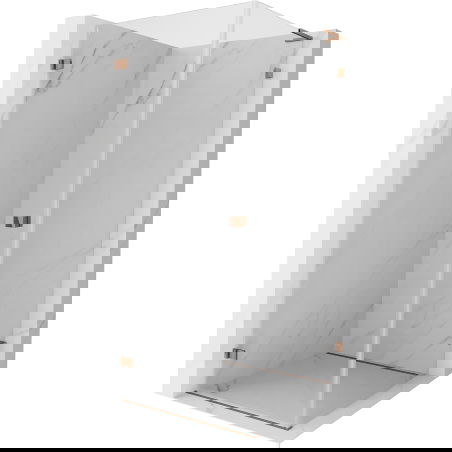 Mexen Lunar-B L nyíló zuhanykabin balos 90 x 90 cm, átlátszó, rózsaarany - 832L-090-090-60-00-L